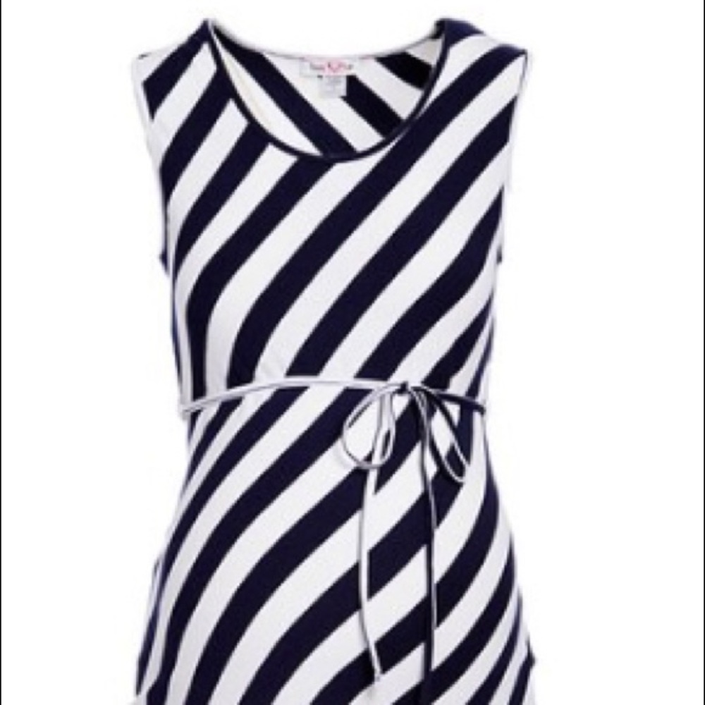 Navy/White stripe sleeveless maternity maxi